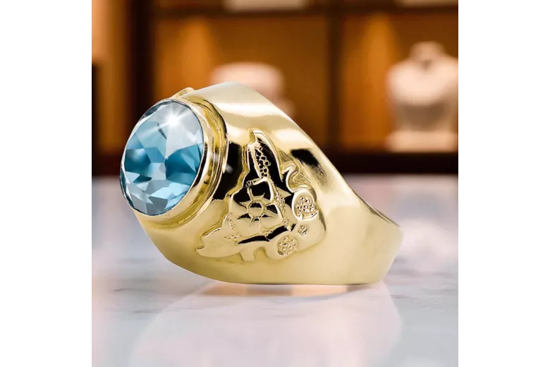  Vintage Jewlery Akvamarín 14k žlté zlato vrc078y